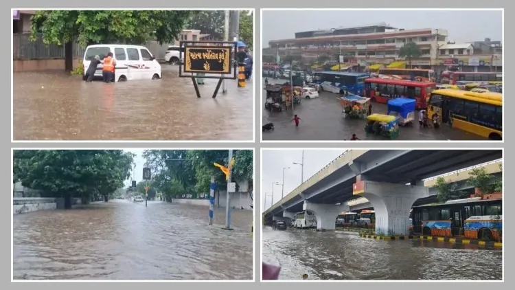 અમદાવાદ શહેરમાં મેઘરાજાએ ધડબડાટી બોલાવી છે. વટવા અને લાંભા વિસ્તારમાં માત્ર 8 કલાકમાં 5 ઈંચથી વધુ વરસાદ ખાબકતા ચારેય તરફ જળબંબાકારની સ્થિતિ સર્જાઈ છે, જેના કારણે માર્ગો પર પાણી ભરાઈ જતાં વાહનચાલકો મુશ્કેલીમાં મુકાયા છે.
